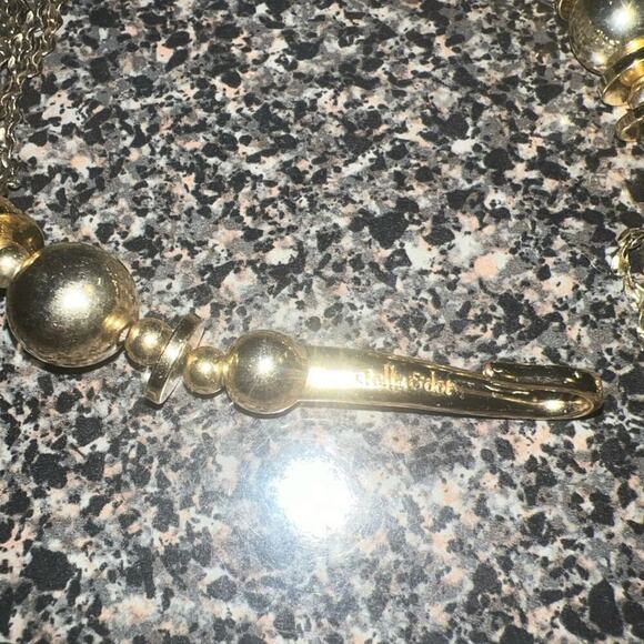 STELLA & DOT "Bianca" Lariat Gold & Bronze Tone Tassel Necklace 32" Front Hook - Picture 9 of 12